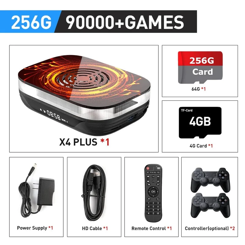 KINHANK Amlogic S905X4 Retro-Videospielkonsole Super Console X4 Plus 90000 Spiele für über 60 Emulatoren Arcade/MAME/NAOMI 4K HD TVBox