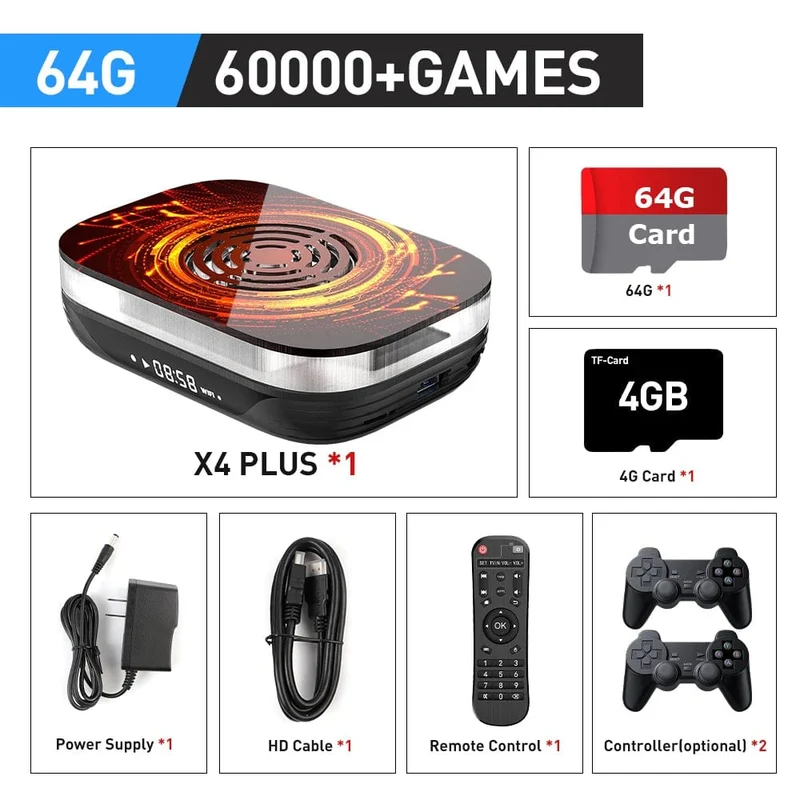 KINHANK Amlogic S905X4 Retro-Videospielkonsole Super Console X4 Plus 90000 Spiele für über 60 Emulatoren Arcade/MAME/NAOMI 4K HD TVBox