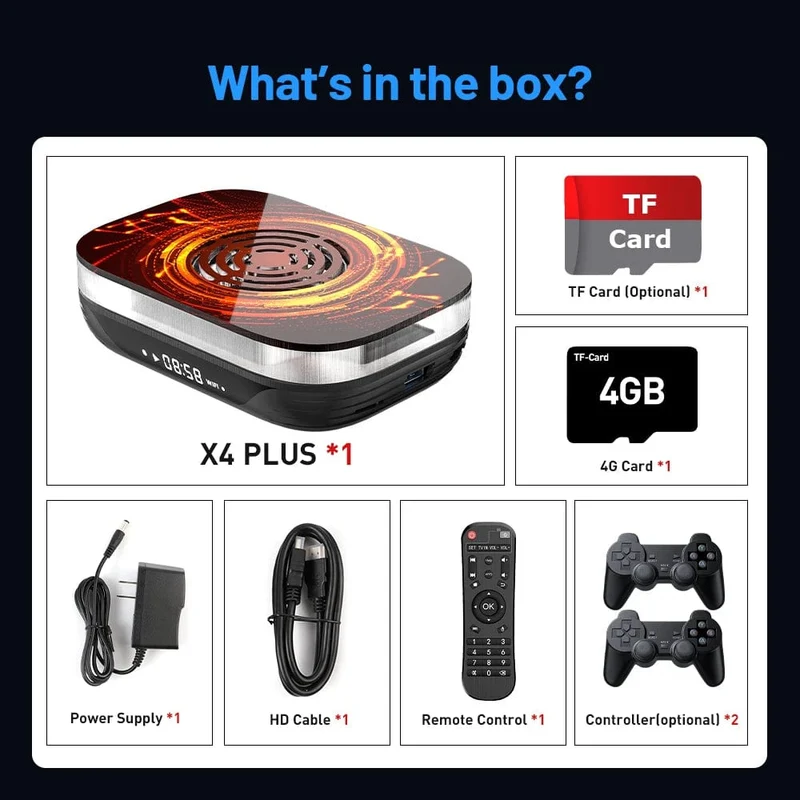 KINHANK Amlogic S905X4 Retro-Videospielkonsole Super Console X4 Plus 90000 Spiele für über 60 Emulatoren Arcade/MAME/NAOMI 4K HD TVBox