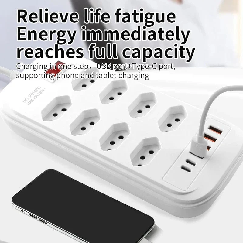 Brasilien Stecker AC Outlets Multitap Power Streifen Linie Filter Buchse Verlängerung Kabel Elektrische Mit USB Typ C Ladegerät Netzwerk Adapter