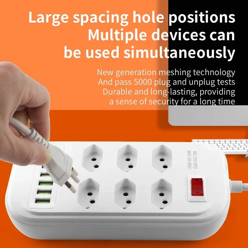 Brasilien Stecker AC Outlets Multitap Power Streifen Linie Filter Buchse Verlängerung Kabel Elektrische Mit USB Typ C Ladegerät Netzwerk Adapter