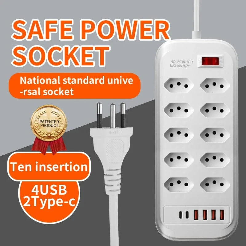 Brasilien Stecker AC Outlets Multitap Power Streifen Linie Filter Buchse Verlängerung Kabel Elektrische Mit USB Typ C Ladegerät Netzwerk Adapter