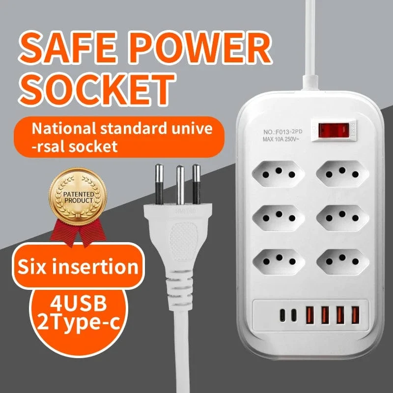 Brasilien Stecker AC Outlets Multitap Power Streifen Linie Filter Buchse Verlängerung Kabel Elektrische Mit USB Typ C Ladegerät Netzwerk Adapter