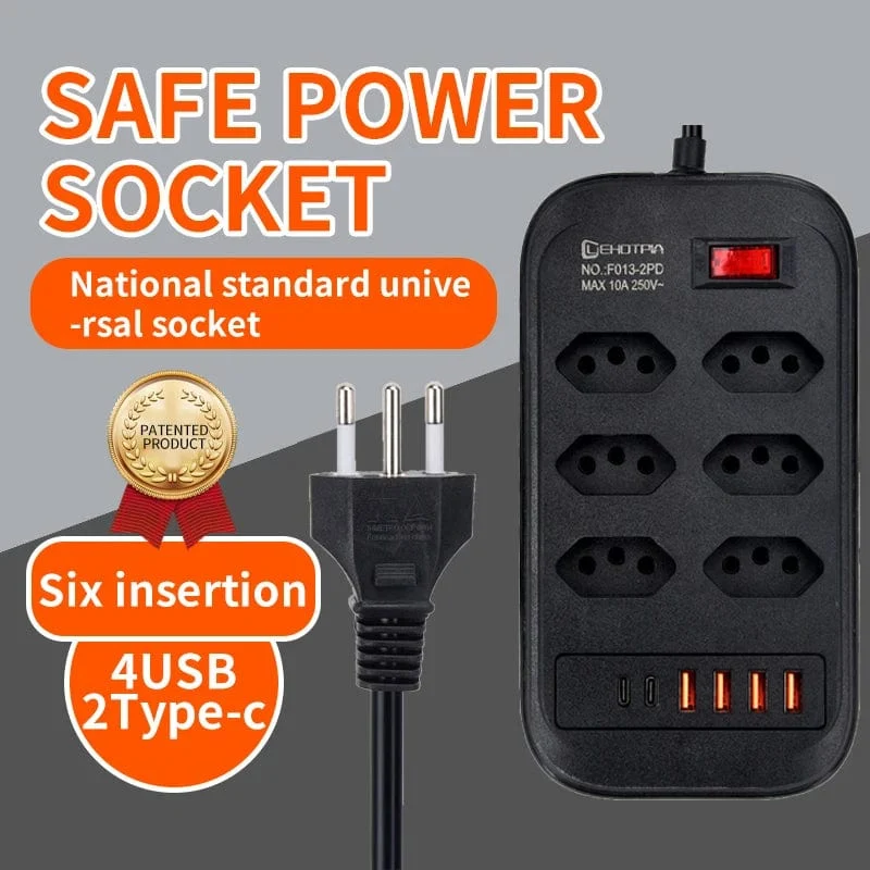 Brasilien Stecker AC Outlets Multitap Power Streifen Linie Filter Buchse Verlängerung Kabel Elektrische Mit USB Typ C Ladegerät Netzwerk Adapter