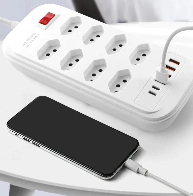 Brasilien Stecker AC Outlets Multitap Power Streifen Linie Filter Buchse Verlängerung Kabel Elektrische Mit USB Typ C Ladegerät Netzwerk Adapter