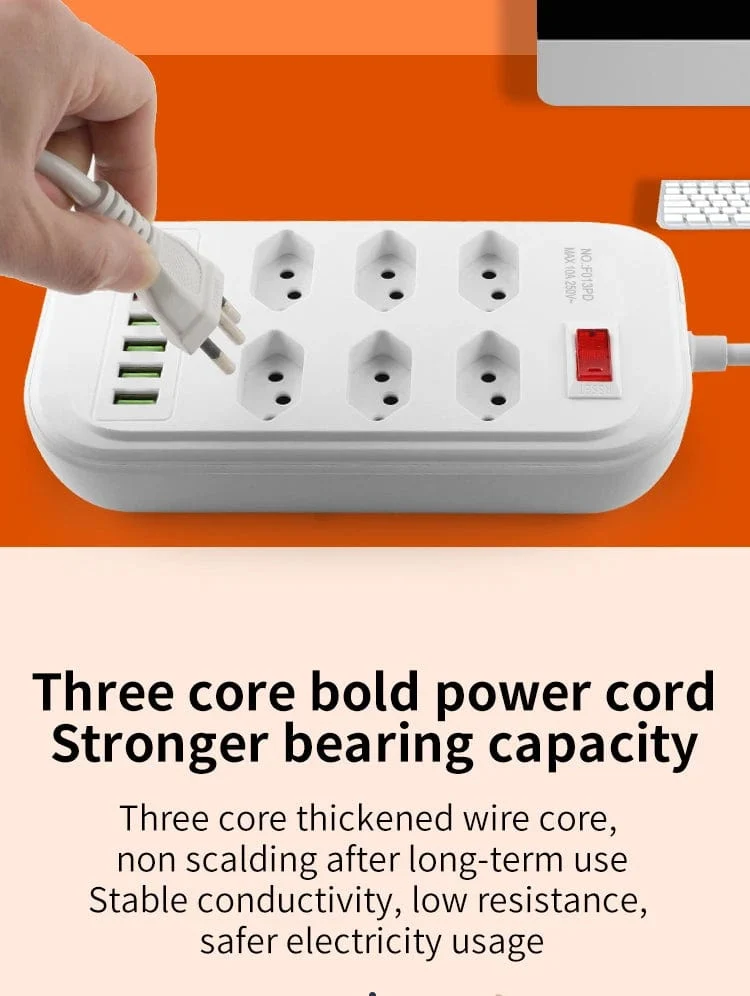 Brasilien Stecker AC Outlets Multitap Power Streifen Linie Filter Buchse Verlängerung Kabel Elektrische Mit USB Typ C Ladegerät Netzwerk Adapter