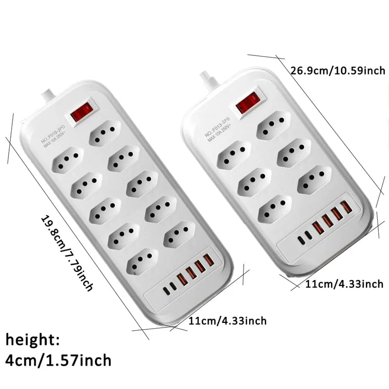 Brasilien Stecker AC Outlets Multitap Power Streifen Linie Filter Buchse Verlängerung Kabel Elektrische Mit USB Typ C Ladegerät Netzwerk Adapter