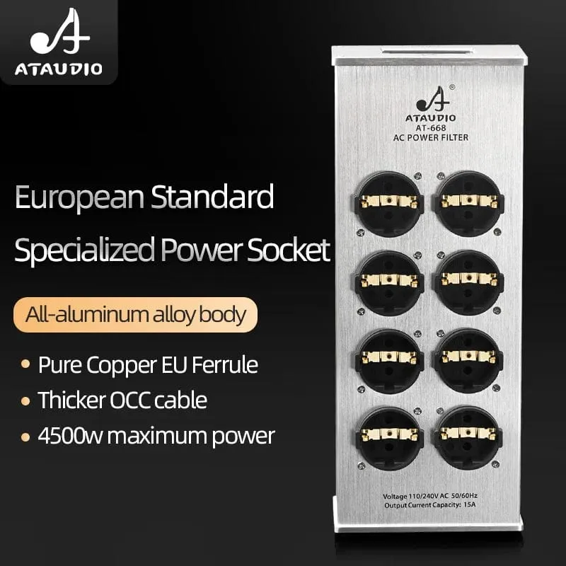 Hi-End-EU-HiFi-Netzfilter für Standard-EU-Steckdosen, rauschfreier Audio-Reinigungsfilter, Netzaufbereiter mit EU-Steckdosenleiste
