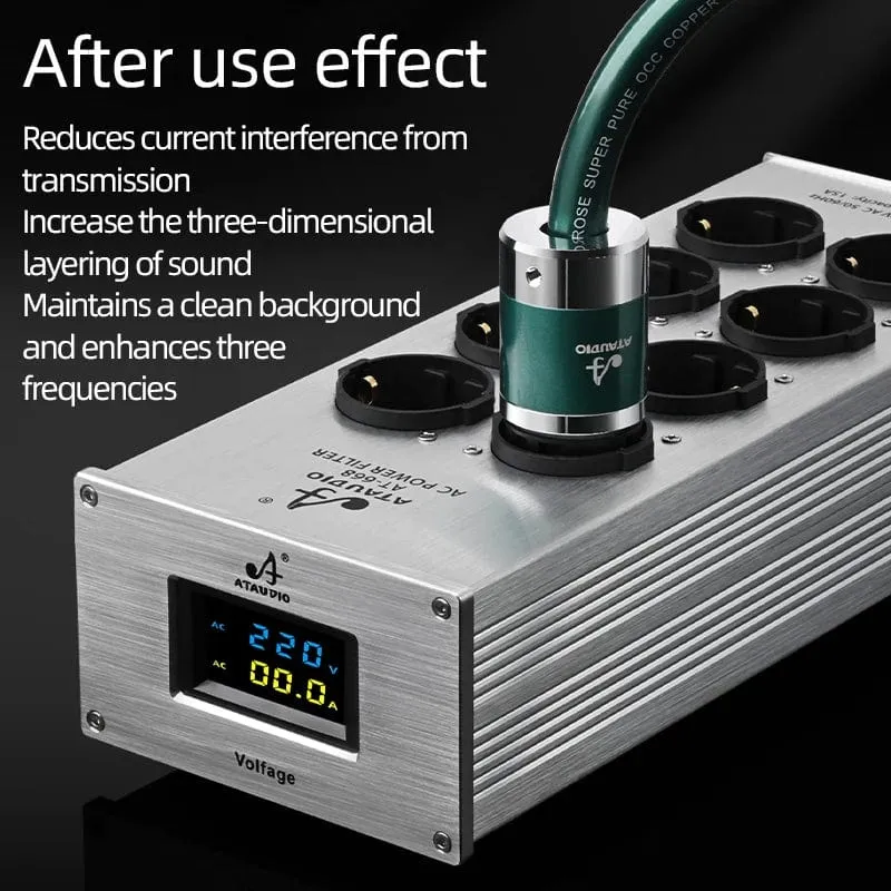 Hi-End-EU-HiFi-Netzfilter für Standard-EU-Steckdosen, rauschfreier Audio-Reinigungsfilter, Netzaufbereiter mit EU-Steckdosenleiste