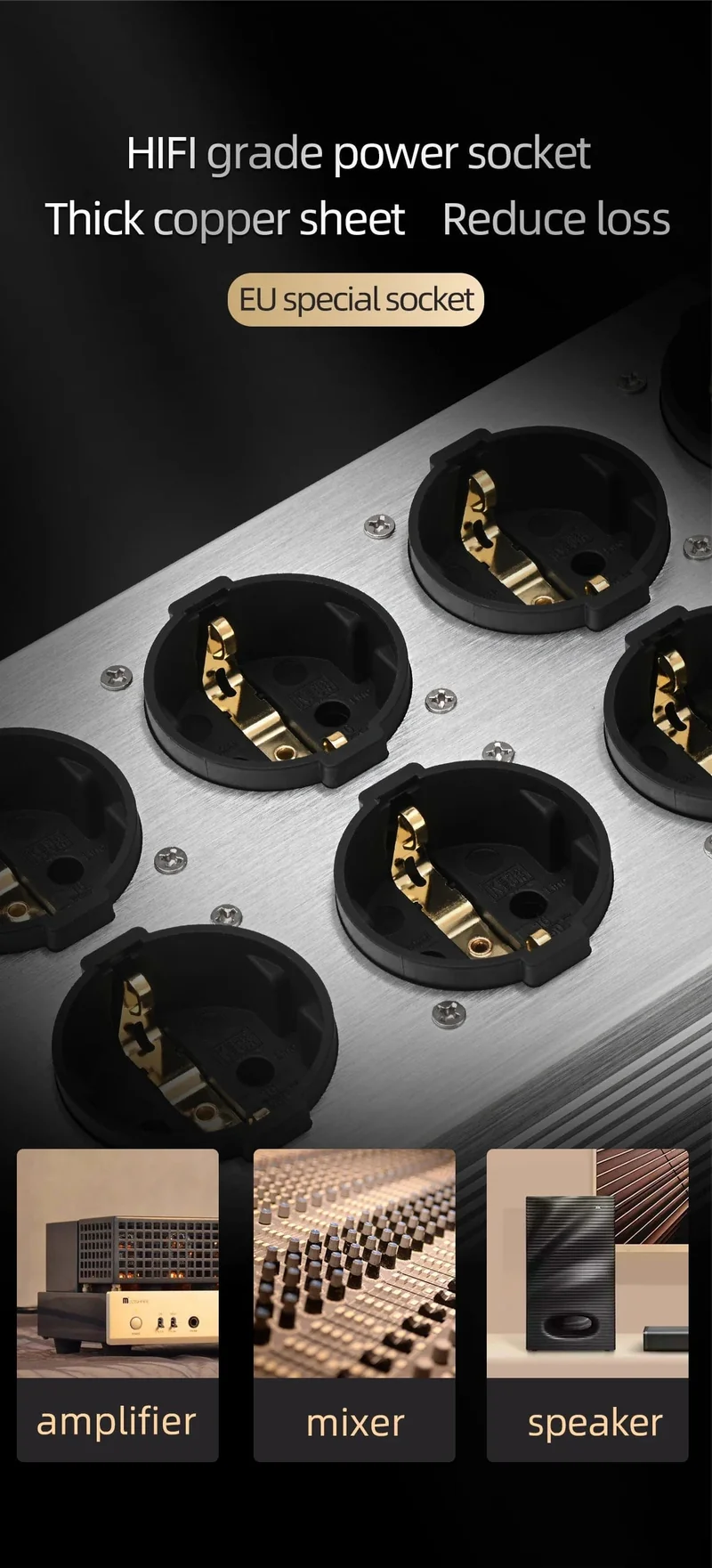 Hi-End-EU-HiFi-Netzfilter für Standard-EU-Steckdosen, rauschfreier Audio-Reinigungsfilter, Netzaufbereiter mit EU-Steckdosenleiste
