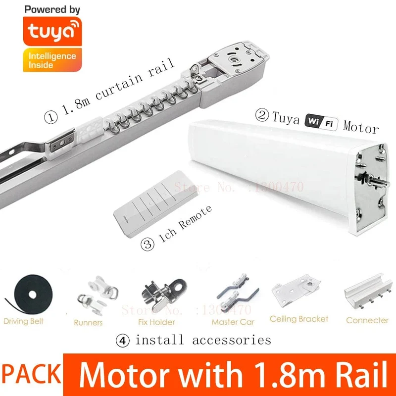 Günstige Tuya 3 Generation Kürzere WiFi Vorhang Motor Elektrische Schiene Stange Automatische System Smart Home Vorhänge Fernbedienung