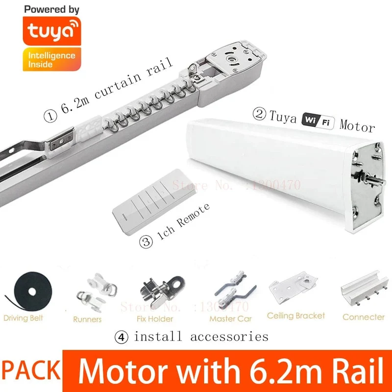 Günstige Tuya 3 Generation Kürzere WiFi Vorhang Motor Elektrische Schiene Stange Automatische System Smart Home Vorhänge Fernbedienung