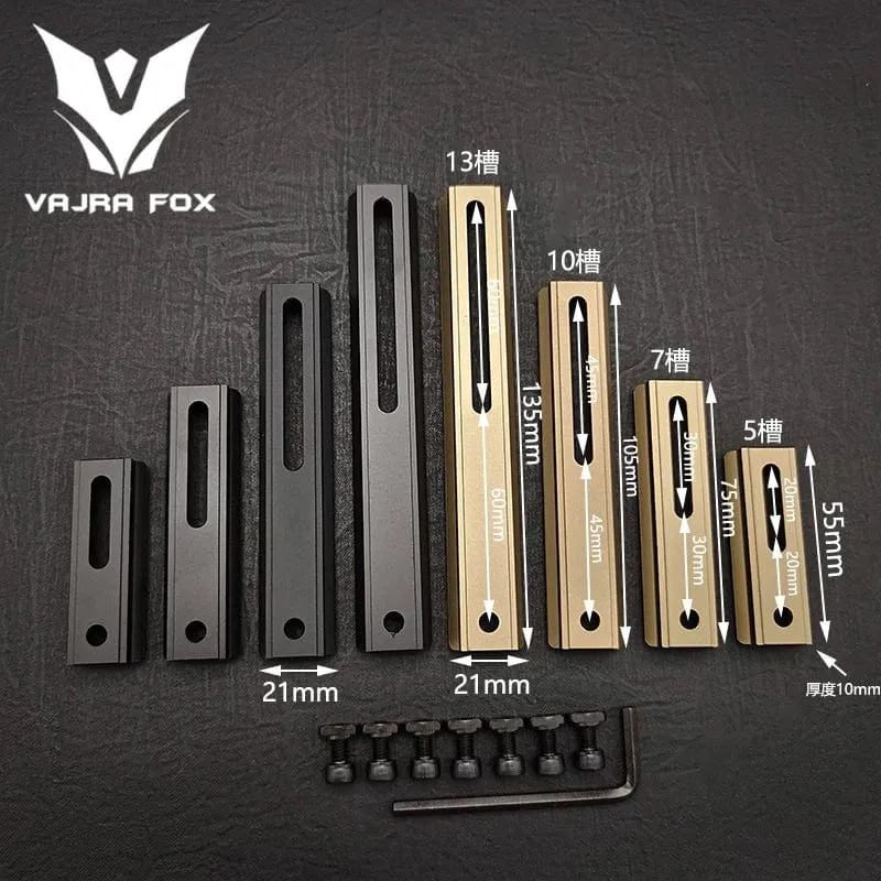 Einstellbarer Lochabstand Schienen 21mm Schiene Gesamtlänge 135mm 105MM 75mm 55MM Schiene Dual System Mlok Keymod Jagdzubehör