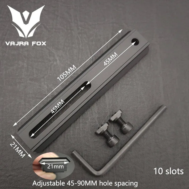 Einstellbarer Lochabstand Schienen 21mm Schiene Gesamtlänge 135mm 105MM 75mm 55MM Schiene Dual System Mlok Keymod Jagdzubehör