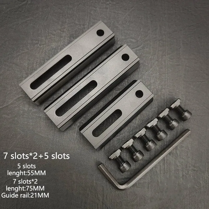 Einstellbarer Lochabstand Schienen 21mm Schiene Gesamtlänge 135mm 105MM 75mm 55MM Schiene Dual System Mlok Keymod Jagdzubehör