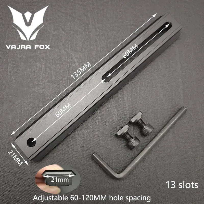 Einstellbarer Lochabstand Schienen 21mm Schiene Gesamtlänge 135mm 105MM 75mm 55MM Schiene Dual System Mlok Keymod Jagdzubehör