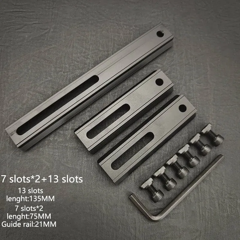Einstellbarer Lochabstand Schienen 21mm Schiene Gesamtlänge 135mm 105MM 75mm 55MM Schiene Dual System Mlok Keymod Jagdzubehör
