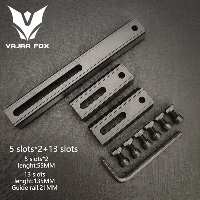 Einstellbarer Lochabstand Schienen 21mm Schiene Gesamtlänge 135mm 105MM 75mm 55MM Schiene Dual System Mlok Keymod Jagdzubehör