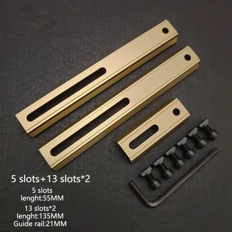 Einstellbarer Lochabstand Schienen 21mm Schiene Gesamtlänge 135mm 105MM 75mm 55MM Schiene Dual System Mlok Keymod Jagdzubehör