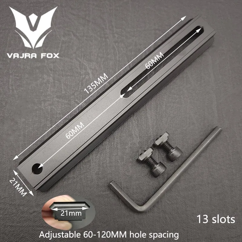 Einstellbarer Lochabstand Schienen 21mm Schiene Gesamtlänge 135mm 105MM 75mm 55MM Schiene Dual System Mlok Keymod Jagdzubehör