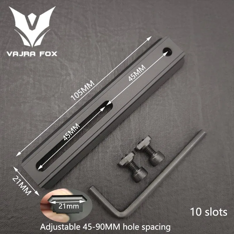 Einstellbarer Lochabstand Schienen 21mm Schiene Gesamtlänge 135mm 105MM 75mm 55MM Schiene Dual System Mlok Keymod Jagdzubehör
