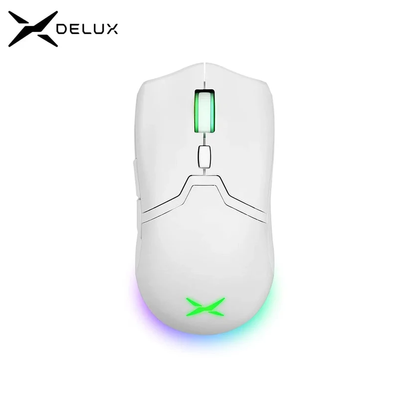 Delux M800 PAW3395 Kabellose Gaming-Maus, RGB-Licht, 26000 DPI, kabelgebunden, programmierbar, ergonomisch, wiederaufladbar, Mäuse für PC, Laptop, Gamer