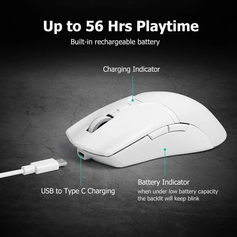 Delux M800 PAW3395 Kabellose Gaming-Maus, RGB-Licht, 26000 DPI, kabelgebunden, programmierbar, ergonomisch, wiederaufladbar, Mäuse für PC, Laptop, Gamer