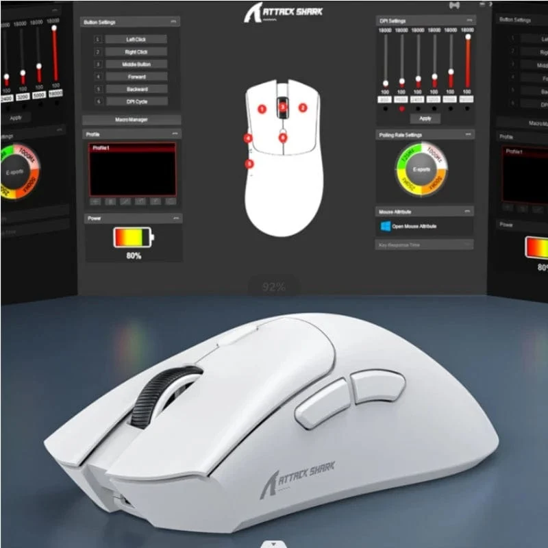 Attack Shark R1 1000Hz Bluetooth-Maus, 18000dpi, PAW3311, Tri-Mode-Verbindung, Makro-Gaming-Maus