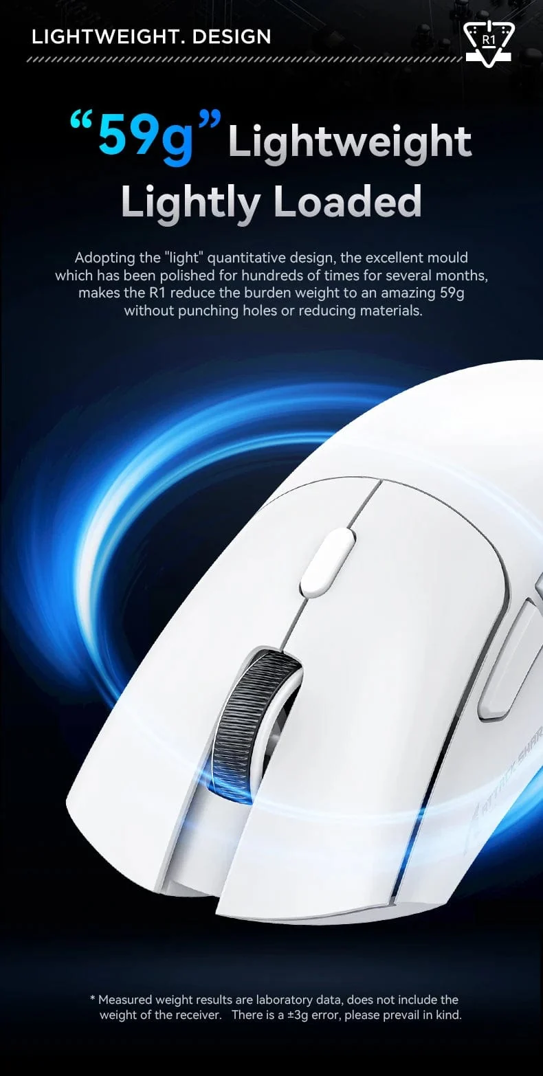 Attack Shark R1 1000Hz Bluetooth-Maus, 18000dpi, PAW3311, Tri-Mode-Verbindung, Makro-Gaming-Maus