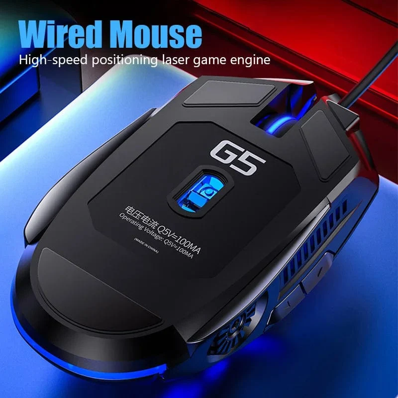 Ergonomische kabelgebundene Gaming-Maus RGB Stummschaltmause LED Hintergrundbeleuchtung 3200 dpi 6 Tasten G5 USB Mechanische Maus für PC Laptop Computer Gamer