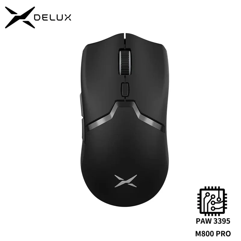 Delux M800 PRO PAW3395 Kabellose Gaming-Maus Bluetooth Tri-Mode-Verbindung 26000DPI Huano Pink Switches Makro-Mäuse für PC-Gamer