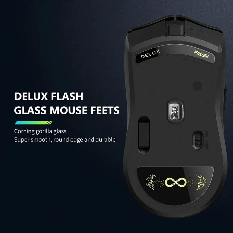 Delux M800 PRO PAW3395 Kabellose Gaming-Maus Bluetooth Tri-Mode-Verbindung 26000DPI Huano Pink Switches Makro-Mäuse für PC-Gamer