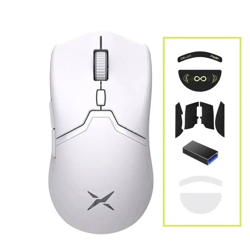 Delux M800 PRO PAW3395 Kabellose Gaming-Maus Bluetooth Tri-Mode-Verbindung 26000DPI Huano Pink Switches Makro-Mäuse für PC-Gamer