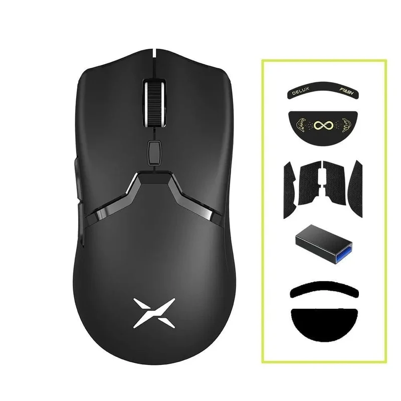 Delux M800 PRO PAW3395 Kabellose Gaming-Maus Bluetooth Tri-Mode-Verbindung 26000DPI Huano Pink Switches Makro-Mäuse für PC-Gamer