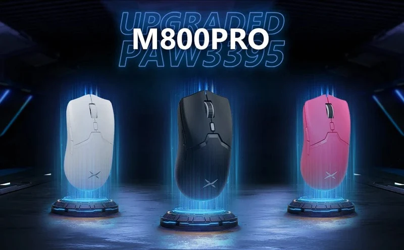 Delux M800 PRO PAW3395 Kabellose Gaming-Maus Bluetooth Tri-Mode-Verbindung 26000DPI Huano Pink Switches Makro-Mäuse für PC-Gamer