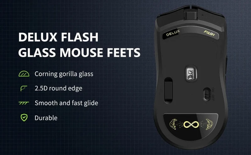 Delux M800 PRO PAW3395 Kabellose Gaming-Maus Bluetooth Tri-Mode-Verbindung 26000DPI Huano Pink Switches Makro-Mäuse für PC-Gamer