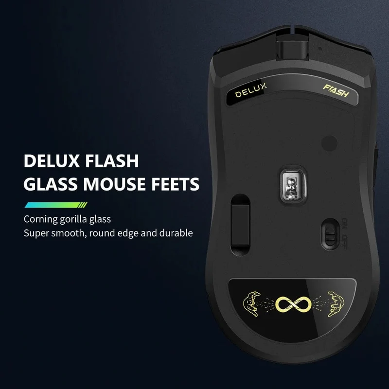 Delux M800 PRO PAW3395 Kabellose Gaming-Maus Bluetooth Tri-Mode-Verbindung 26000DPI Huano Pink Switches Makro-Mäuse für PC-Gamer