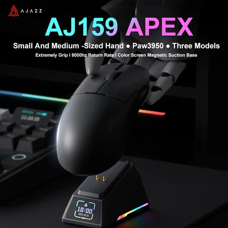 AJAZZ AJ159 APEX/AJ159PRO Kabellose Gamer-Maus mit magnetischer RGB-Ladestation, leichte AJ159P-Gaming-Maus für PC-Laptop