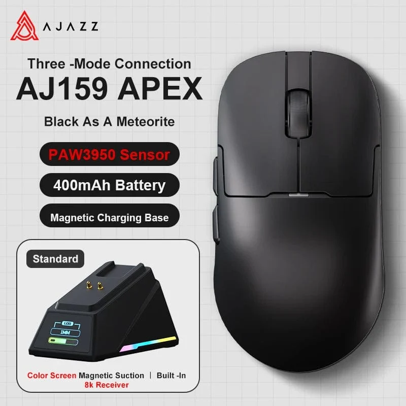 AJAZZ AJ159 APEX/AJ159PRO Kabellose Gamer-Maus mit magnetischer RGB-Ladestation, leichte AJ159P-Gaming-Maus für PC-Laptop