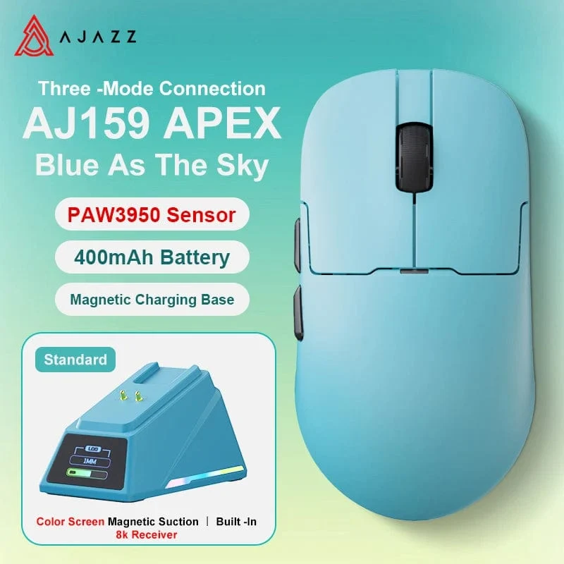 AJAZZ AJ159 APEX/AJ159PRO Kabellose Gamer-Maus mit magnetischer RGB-Ladestation, leichte AJ159P-Gaming-Maus für PC-Laptop