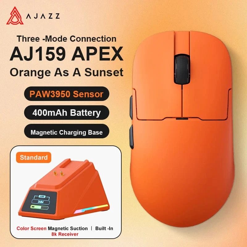 AJAZZ AJ159 APEX/AJ159PRO Kabellose Gamer-Maus mit magnetischer RGB-Ladestation, leichte AJ159P-Gaming-Maus für PC-Laptop
