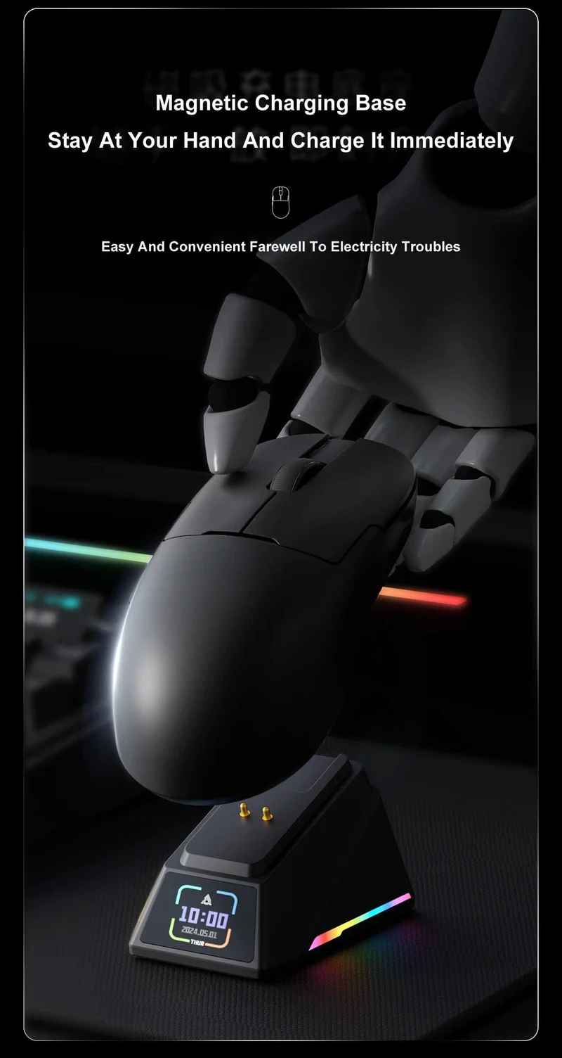 AJAZZ AJ159 APEX/AJ159PRO Kabellose Gamer-Maus mit magnetischer RGB-Ladestation, leichte AJ159P-Gaming-Maus für PC-Laptop