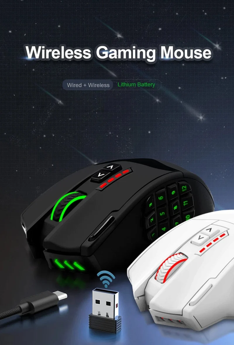 E-YOOSO X-33 RGB USB 2.4G Kabellose Gaming-Maus 16000 DPI 16 Tasten Programmierbare optische Spielmäuse für Computer PC Laptop