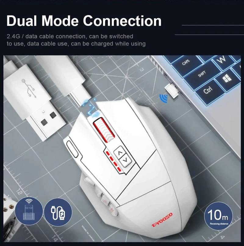 E-YOOSO X-33 RGB USB 2.4G Kabellose Gaming-Maus 16000 DPI 16 Tasten Programmierbare optische Spielmäuse für Computer PC Laptop