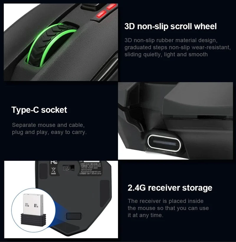E-YOOSO X-33 RGB USB 2.4G Kabellose Gaming-Maus 16000 DPI 16 Tasten Programmierbare optische Spielmäuse für Computer PC Laptop