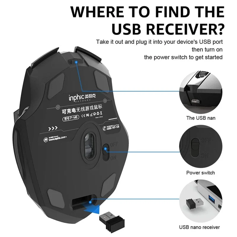 Bluetooth Wiederaufladbare Drahtlose Maus 2.4G PM6 Drahtlose Maus Büro Stumm Unterstützung PC Laptop Tablet Gamer Maus Für Computer
