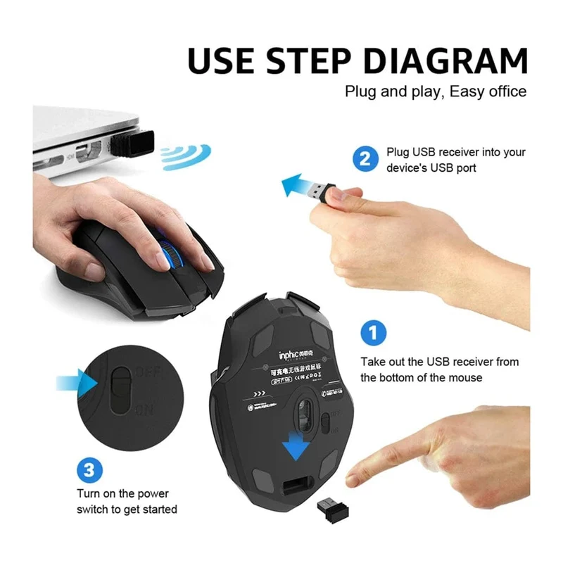 Bluetooth Wiederaufladbare Drahtlose Maus 2.4G PM6 Drahtlose Maus Büro Stumm Unterstützung PC Laptop Tablet Gamer Maus Für Computer