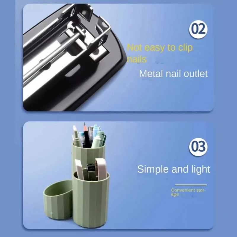 Handwerkzeuge Arbeitssparender Hefter Tragbare Heftwerkzeuge Hefter für den Schreibtisch Metallgrau/Schwarz Papierheftmaschine