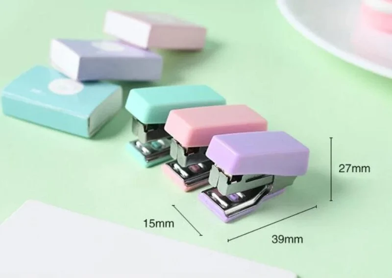 Mini-Heftgerät für Papierakten, Metall-Heftgerät-Set mit 500 Stück 10# Heftklammern, süße Schreibwaren-Sets, Schul- und Bürobindezubehör
