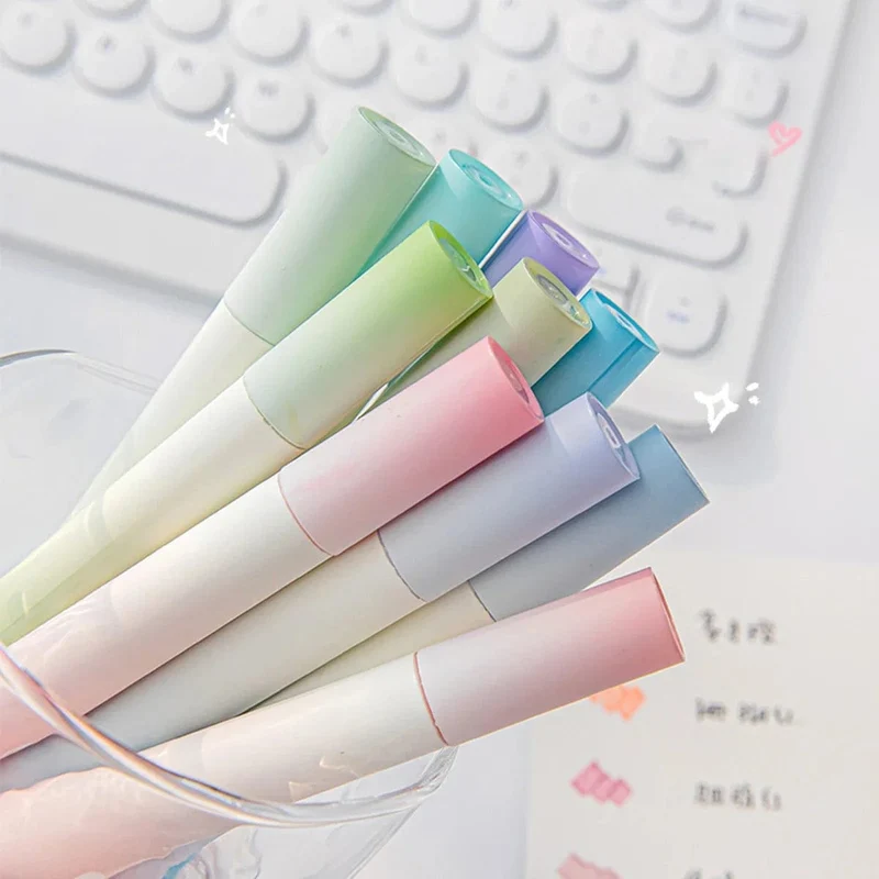 4-teiliges Textmarker-Set, Pastellstifte, Farbmarker, Farben, Kawaii, süß, für Kinder, Schreibwaren, ästhetisches Büro, Schulbedarf